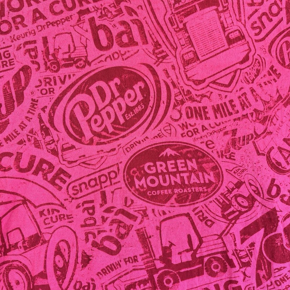 Dr Pepper Keurig All Over Pink Print Driving For A Cure Ribbon Men's shirt(XL)‎ - Picture 5 of 9